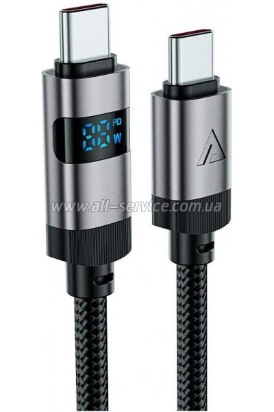 ���� ������ USB-C to USB-C 1.2m 60W digital display C15-03 Black Acefast (6974316283720)