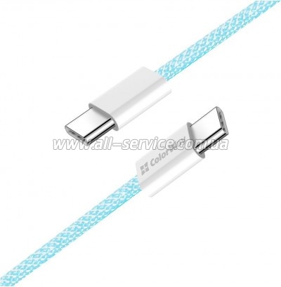 ���� ������ ColorWay USB-C to USB-C 1.0m 60W 3.0� blue (CW-CBPDCC061-BL)