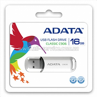  ADATA 16Gb C906 White USB 2.0 (AC906-16G-RWH)