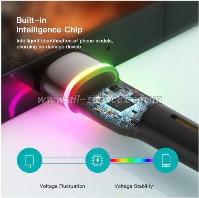 ���� ������ USB 2.0 AM to USB-C 1.0m 3A LED black Essager (EXCT-XCD01)