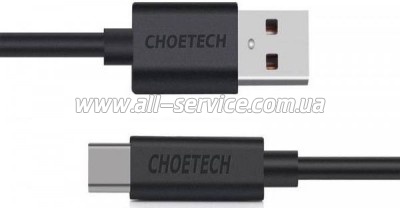 ���� ������ USB 2.0 AM to USB-C 3.0m 18W PVC black Choetech (AC0004-BK)