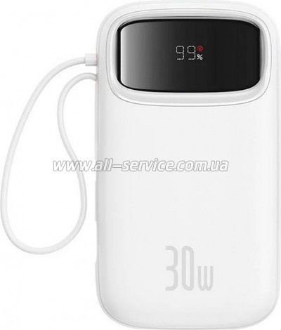   Baseus QPow2 20000mAh 30W, with 2*Type-C Cable, White (P10055009213-00)
