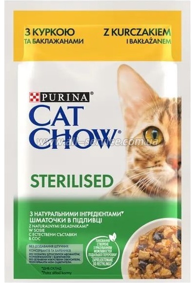 Влажный корм для кошек Purina Cat Chow Sterilised с курицей и баклажанами в желе 85г (7613037025644) Влажный корм для кошек Purina Cat Chow Sterilised с курицей и баклажанами в желе 85г (7613037025644)