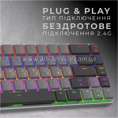 GamePro MK122R Red Swich Low Profile Wireless Dark Gray (MK122R)