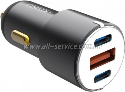 �������� ������� XO CC45 1 USB QC 3.0 + 2 Type-C PD 60W Black (XO-CC45-BK)