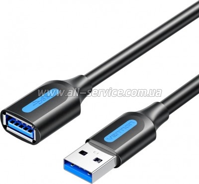 ���� ������ USB 3.2 AM/AF 2.0m 10Gbps PVC black Vention (CBOBH)