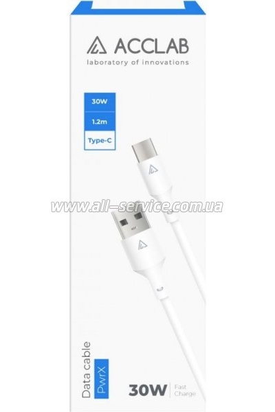 ���� ������ USB 2.0 AM to Type-C 1.2m PwrX 30W ACCLAB (1283126559532)