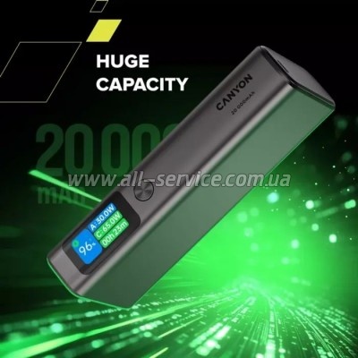   Canyon 20000mAh OnPower 230 TFT PD/130W Dark Grey (CNS-CPB230DG)