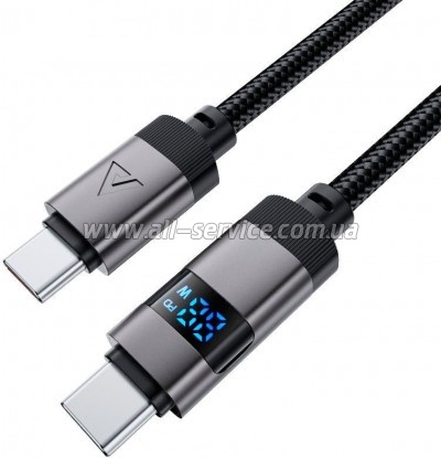 ���� ������ USB-C to USB-C 1.2m 60W digital display C15-03 Black Acefast (6974316283720)