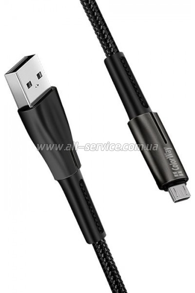   ColorWay USB 2.0 AM to Micro 5P 1.0m zinc alloy + led black (CW-CBUM035-BK)