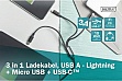 ���� ������ USB 2.0 AM to Lightning + Micro 5P + USB-C 1.0m charge only Digitus (AK-300160-010-S)