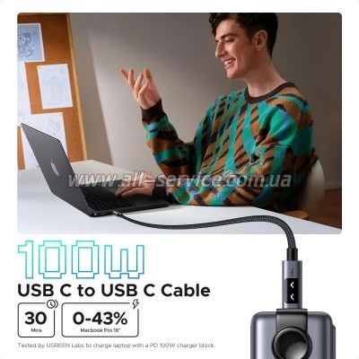 ���� ������ USB-C to USB-C 2.0m PD 100W L509 black Ugreen (35512)