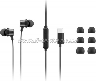  Lenovo USB-C Wired In-Ear Headphone Black (4XD1J77351)