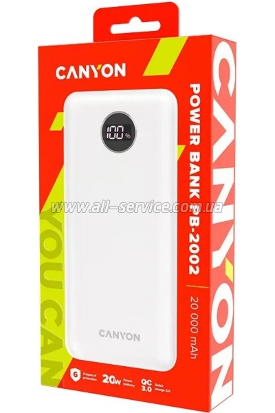 ������� ������������� Canyon PB-2002 20000mAh, PD/ 20W White (CNE-CPB2002W)