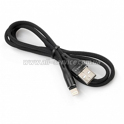   USB 2.0 AM to Lightning 1.0m cylindric nylon back Vinga (VCPDCLCANB1BK)