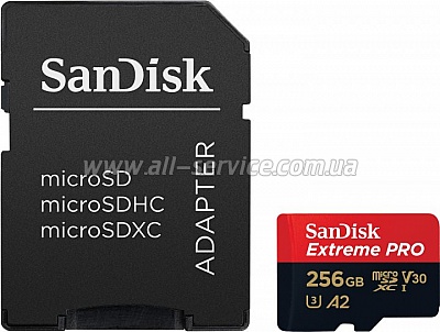   SanDisk 256GB microSDXC UHS-I U3 Extreme Pro + SD  (SDSQXCD-256G-GN6MA)