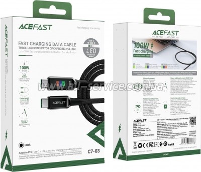 ���� ������ USB-C to USB-C 1.2m 100W with display C7-03 Acefast (6974316282778)
