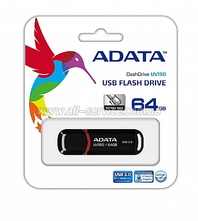  ADATA 64GB USB 3.0 UV150 Black (AUV150-64G-RBK)