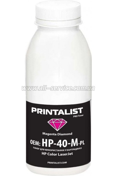 Тонер PRINTALIST HP CLJ универсальный бутль 40г Magenta (HP-40-M-PL) Тонер PRINTALIST HP CLJ универсальный бутль 40г Magenta (HP-40-M-PL)