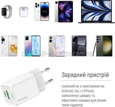 �������� ������� ColorWay GaN Mini 30W PD (CW-CHS053PDC-WT)