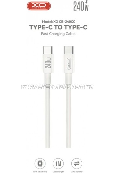 ���� ������ USB-C to USB-C 1.0m 240W white XO (XO-CB-240CC-WH)