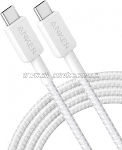 ���� ������ USB-C to USB-C 0.9m nylon 322 white Anker (A81F5H21/A81F5G21)