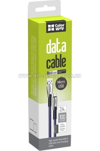 ���� ������ ColorWay USB 2.0 AM to Micro 5P 1.0m zinc alloy blue (CW-CBUM011-BL)