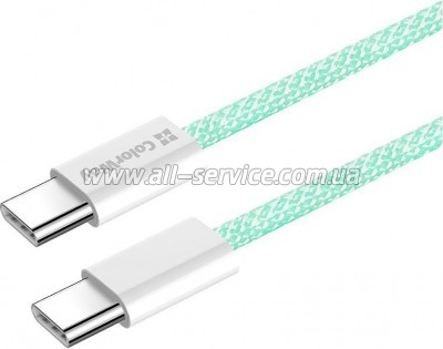 ���� ������ ColorWay USB-C to USB-C 1.0m 60W 3.0� green (CW-CBPDCC061-G)