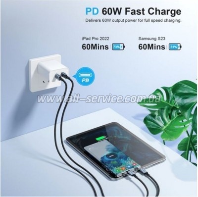 ���� ������ USB-C to USB-C 1.2m USB 2.0 60W Choetech (XCC-1014-BK)