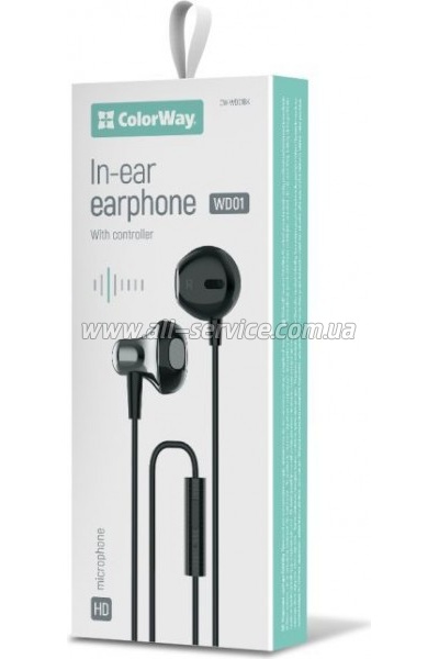  ColorWay Slim 3.5 mm Wired Earphone Blast 1 Black (CW-WD01BK)