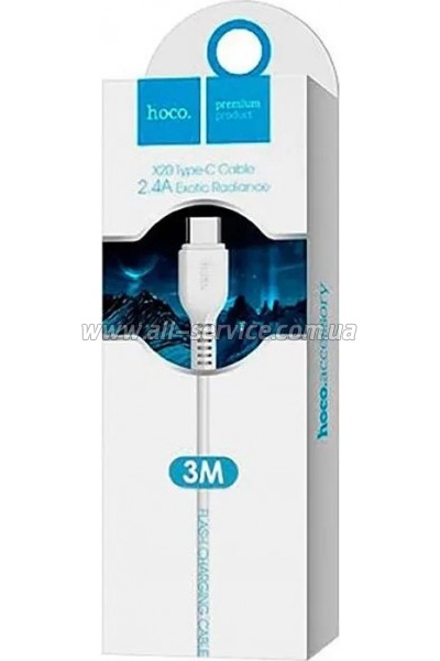 ���� ������ USB 2.0 AM to USB-C 3.0m 2A X20 white HOCO (6957531068976)