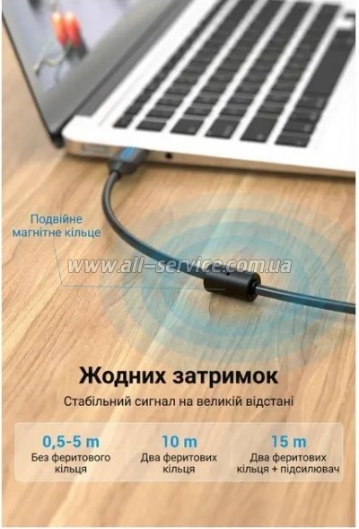 ������ ��� �������� USB 2.0 AM/BM 10.0m ferrite black Vention (COQBL)
