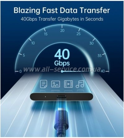 ���� ������ USB-C to USB-C 0.8m USB4 40Gbps PD 100W 8K60Hz Choetech (XCC-1028-BK)