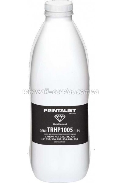 Тонер PRINTALIST HP LJ P1005/ 1006/ 1505 бутль 1000г (TRHP1005-1-PL) Тонер PRINTALIST HP LJ P1005/ 1006/ 1505 бутль 1000г (TRHP1005-1-PL)
