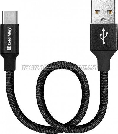 ���� ������ USB 2.0 AM to USB-C 0.25m black ColorWay (CW-CBUC048-BK)