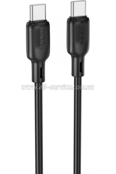 ���� ������ USB-C to USB-C 2.0m 60W Lenny silicone BX113 black BOROFONE (6941991115516)