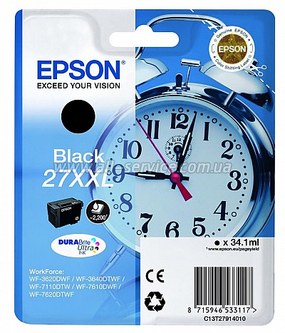 Картридж Epson WF-7620 black XXL (C13T27914020) Картридж Epson WF-7620 black XXL (C13T27914020)