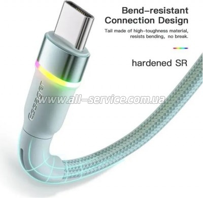 ���� ������ USB 2.0 AM to USB-C 1.0m 3A LED blue Essager (EXCT-XCD03)