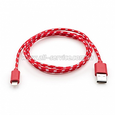   USB 2.0 AM to Lightning 2color nylon 1m red Vinga (VCPDCLNB31R)