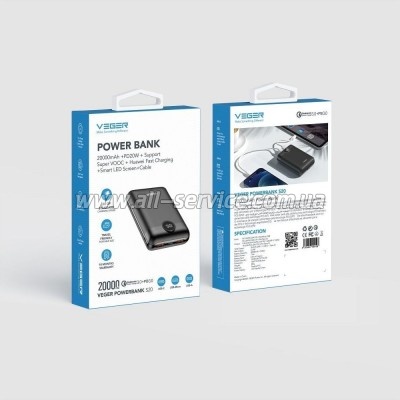 ������� ������������� Veger 20000mAh S20 PD 22.5W black (6970453554198)