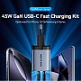 �������� ������� Vention 2xUSB-C PD45W GaN + cable USB-C to USB-C 1.0m 5A gray (TZ-FCFH0-EU)