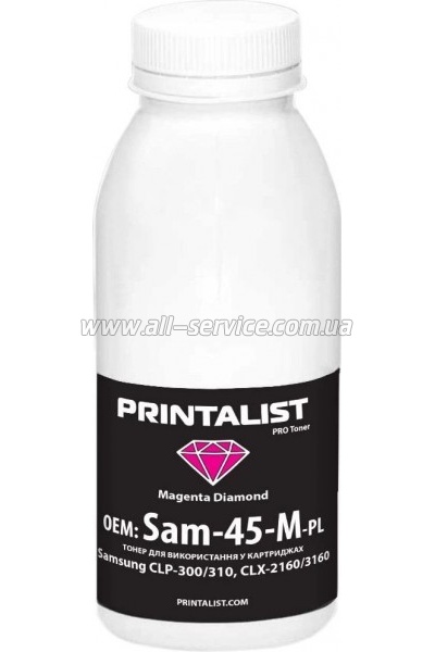Тонер PRINTALIST Samsung CLP-300/ 310/ CLX-2160/ 3160 бутль 45г Magenta (Sam-45-M-PL) Тонер PRINTALIST Samsung CLP-300/ 310/ CLX-2160/ 3160 бутль 45г Magenta (Sam-45-M-PL)