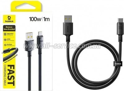 ���� ������ USB 2.0 AM to USB-C 1.0m 100W/ 7.5W black Baseus (E0426W01)