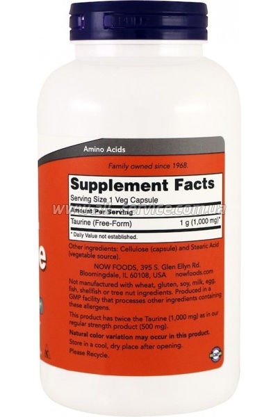  Now Foods , Taurine, 1000 , 250   (NOW-00143)