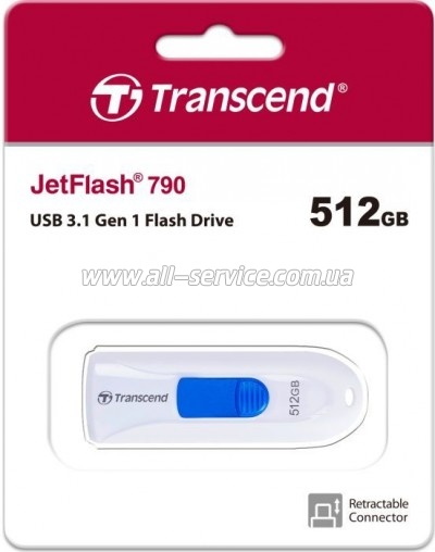  Transcend 512GB JetFlash 790 White USB 3.1 (TS512GJF790W)