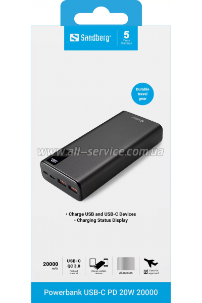   Sandberg 20000mAh, PD/ 20W (420-59)