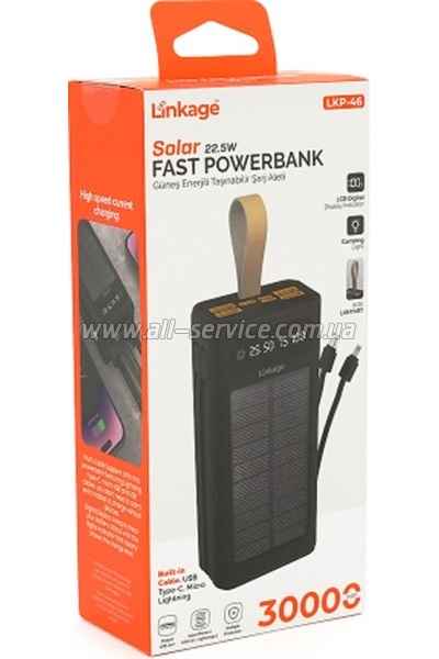 ������� ������������� Linkage 30000mAh Solar PD 22.5W Black (LKP-46)