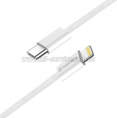 ���� ������ USB-C to Lightning 2.0m PD 27W braided gray ColorWay (CW-CBPDCL068-GR)