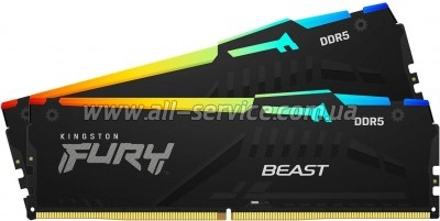     DDR5 64GB (2x32GB) 6000 MHz Beast RGB Kingston Fury (ex.HyperX) (KF560C30BBAK2-64)