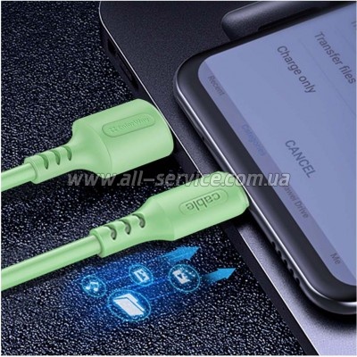 ���� ������ USB 2.0 AM to USB-C 1.0m soft silicone green ColorWay (CW-CBUC042-GR)